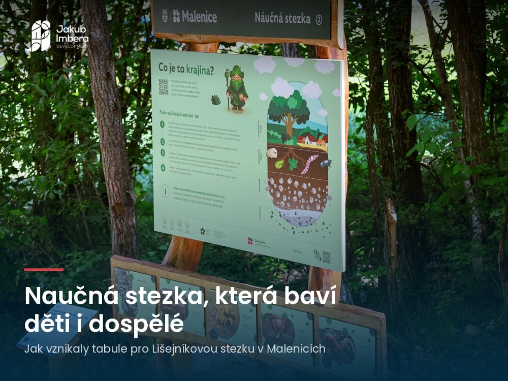 Náhled článku Naučná stezka, která baví děti i dospělé: naučná tabule Lišejníkové stezky skřítka Mechovouse
