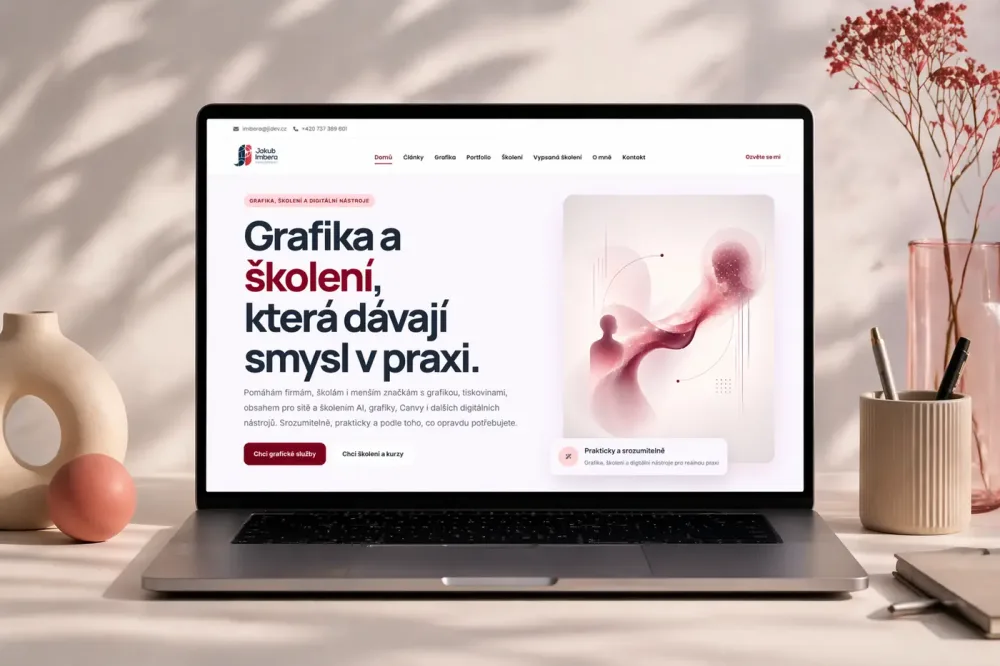 Nový web JI DEV zobrazený na počítači
